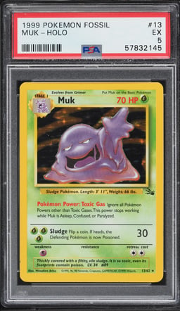 1999 Pokemon Fossil Holo Muk #13 PSA 5 EX