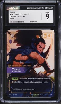 2025 Riftbound League Of Legends LoL Origins Epic Yasuo #205 CGC 9 MINT