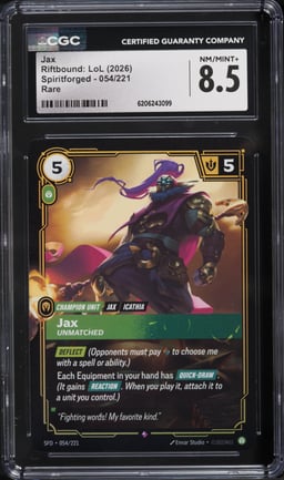 2026 Riftbound League Of Legends LoL Spiritforged Jax #54 CGC 8.5 NM-MT+