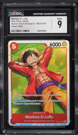 2025 One Piece Starter Deck EX Gear 5 SR Monkey D. Luffy #ST21-014 CGC 9 MINT