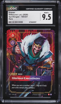 2026 Riftbound League Of Legends LoL Spiritforged Draven #185 CGC 9.5 MINT+