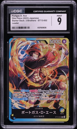 2023 One Piece Japanese Starter Deck 3 Brothers Leader Portgas D. Ace #ST13-002 CGC 9 MINT