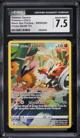 2023 Pokemon Sword & Shield Promo Crown Zenith Full Art Galarian Zapdos #SWSH283 CGC 7.5 NRMT+