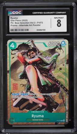 2025 One Piece Promo Premium Best Selection Vol. 3 Alt Art Ryuma #P-0 72 CGC 8 NM-MT
