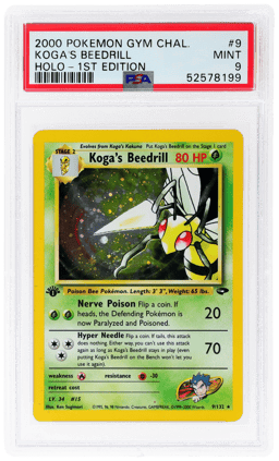 2000 Pokemon Gym Challenge 1st Edition Holo Koga's Beedrill #9 PSA 9