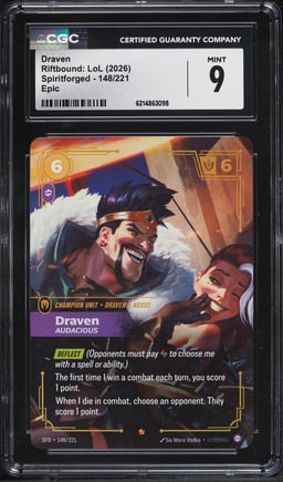2026 Riftbound League Of Legends LoL Spiritforged Epic Draven #148 CGC 9 MINT