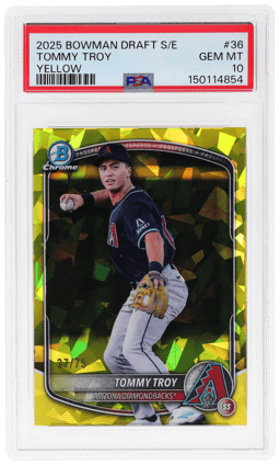 2025 Bowman Draft Sapphire Chrome Yellow Refractor Tommy Troy #BDC-36 37/75 PSA 10