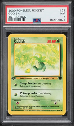 2000 Pokemon Team Rocket 1st Edition Oddish #63 PSA 7 NRMT