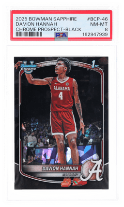 2025 Bowman Sapphire Edition Chrome Prospect Black Davion Hannah #BCP-46 6/10 PSA 8