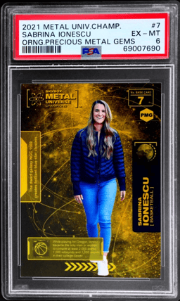 2021 Metal Universe Champions Precious Metal Gems Orange Sabrina Ionescu #7 57/100 PSA 6