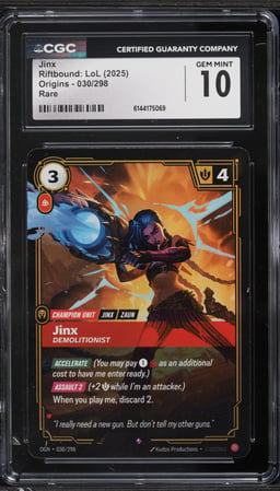 2025 Riftbound League Of Legends LoL Origins Jinx #30 CGC 10 GEM MINT