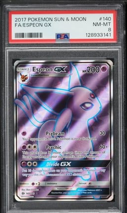 2017 Pokemon Sun & Moon Full Art Espeon GX #140 PSA 8 NM-MT