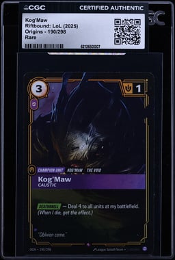 2025 Riftbound League Of Legends LoL Origins Kog'Maw #190 CGC AUTH