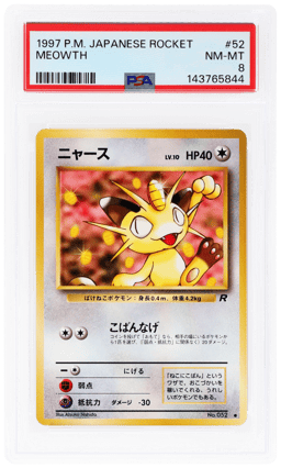 1997 Pokemon Team Rocket Japanese Meowth #052 PSA 8