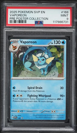 2025 Pokemon SV Black Star Promo Poster Collection Vaporeon #168 PSA 9 MINT