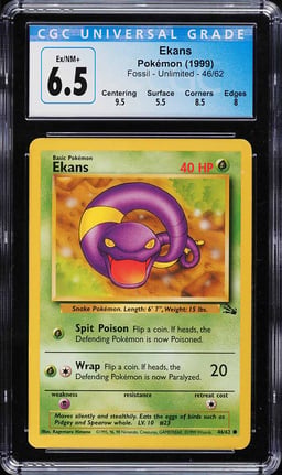 1999 Pokemon Fossil Ekans #46 CGC 6.5 EXMT+