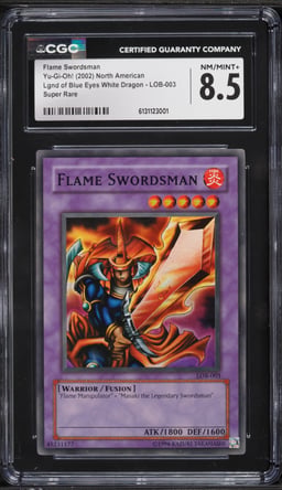 2002 Yu-Gi-Oh! Legend Of Blue Eyes Super Rare Flame Swordsman #LOB-003 CGC 8.5 NM-MT+