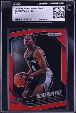 2024 Panini Prizm Black Red De'Aaron Fox /299 #35 CGC AUTH