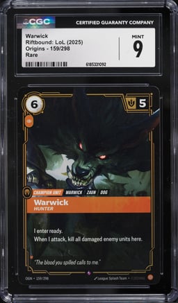 2025 Riftbound League Of Legends LOL Origins Warwick #159 CGC 9 MINT