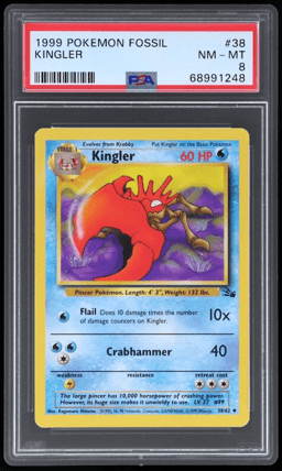 1999 Pokemon Fossil Kingler #38 PSA 8