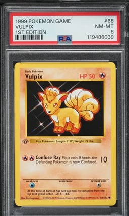 1999 Pokemon Base Set Shadowless 1st Edition Vulpix #68 PSA 8 NM-MT