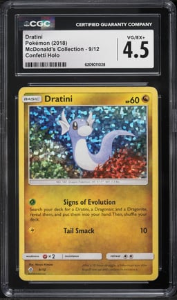 2018 Pokemon McDonald's Collection Confetti Holo Dratini #9 CGC 4.5 VGEX+