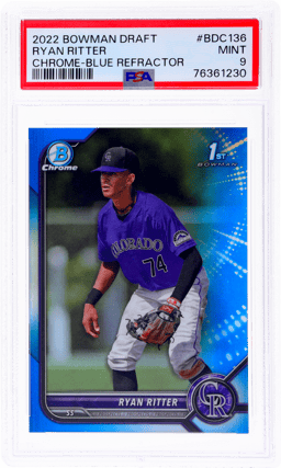 2022 Bowman Chrome Draft Blue Refractor Ryan Ritter #BDC136 6/150 PSA 9