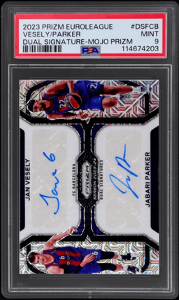 2023 Panini Prizm Euroleague Dual Signatures Mojo Prizm Jabari Parker/Jan Vesely #DSFCB 4/15 PSA 9