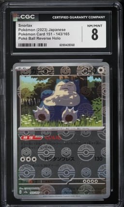 2023 Pokemon Japanese Scarlet & Violet 151 Poke Ball Reverse Holo Snorlax #143 CGC 8 NM-MT