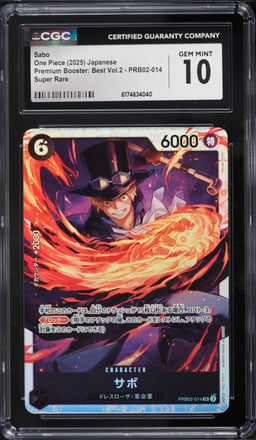2025 One Piece Japanese Premium Booster: Best Vol.2 SR Sabo #PRB02-014 CGC 10 GEM MINT