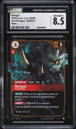2026 Riftbound League Of Legends LoL Spiritforged Rengar #025 CGC 8.5 NM-MT+