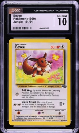 1999 Pokemon Jungle Eevee #51 CGC 10 GEM MINT