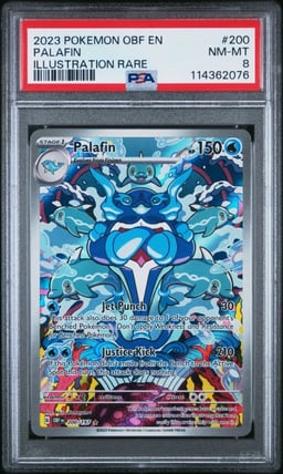 2023 POKEMON OBF EN-OBSIDIAN FLAMES ILLUSTRATION RARE #200 PALAFIN PSA 8
