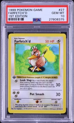 1999 Pokemon Base Set Shadowless 1st Edition Farfetch'd #27 PSA 10 GEM MINT