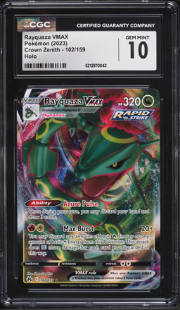 2023 Pokemon Sword & Shield Crown Zenith Holo Rayquaza VMAX #102 CGC 10 GEM MINT