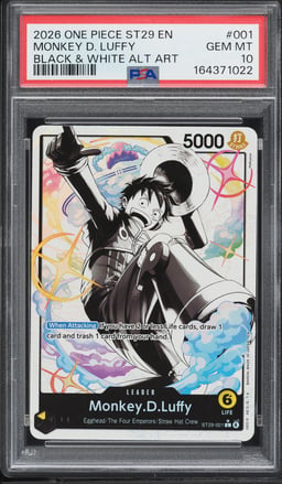 2026 One Piece Starter Deck Egghead Black & White Leader Monkey D. Luffy #ST29-001 PSA 10 GEM