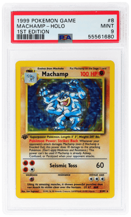 1999 Pokemon Base Set 1st Edition Holo Machamp #8 PSA 9
