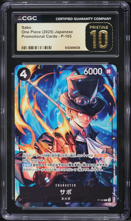 2025 One Piece Japanese Promo Sabo #P-105 CGC 10 PRISTINE