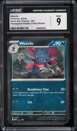 2025 Pokemon Mega Evolution Promo Phantasmal Flames Weavile #21 CGC 9 MINT