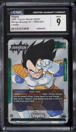 2025 DBS Fusion World Manga Booster 01 Gold Vegeta Leader #FB04-051 CGC 9 MINT
