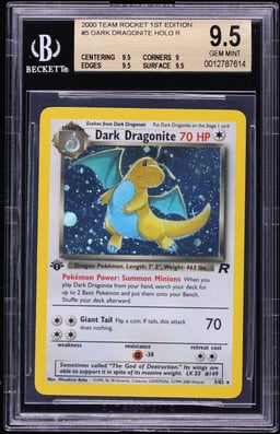 2000 Pokemon Team Rocket 1st Edition Holo Dark Dragonite #5 BGS 9.5 GEM MINT