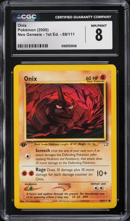 2000 Pokemon Neo Genesis 1st Edition Onix #69 CGC 8 NM-MT