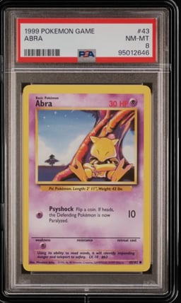1999 POKEMON BASE SET UNLIMITED #43 ABRA PSA 8