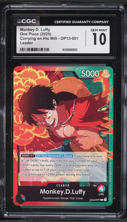 2025 One Piece Carrying On His Will Leader Leader Monkey D. Luffy #OP13-001 CGC 10 GEM MINT