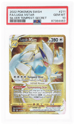 2022 Pokemon Sword and Shield Silver Tempest Secret Rare Lugia Vstar #211 PSA 10