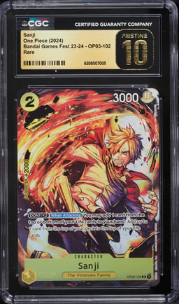 2024 One Piece Bandai Games Fest '23-'24 Alt Art Sanji #OP03-102 CGC 10 PRISTINE