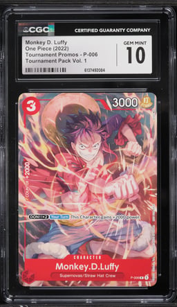 2022 One Piece Tournament Promo Pack Volume 1 Monkey D. Luffy #P-006 CGC 10 GEM MINT