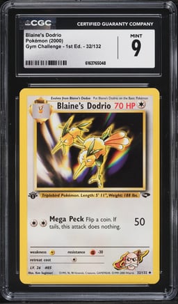 2000 Pokemon Gym Challenge 1st Edition Blaine's Dodrio #32 CGC 9 MINT