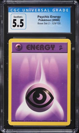 2000 Pokemon Base Set 2 Psychic Energy #129 CGC 5.5 EX+