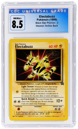 1999 Pokemon Wizards of the Coast Black Star Promo Mewtwo Strikes Back Electabuzz #2 CGC 8.5